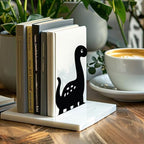 Peacoblue Metal Bookends for Shelves, Modern Decorative Heavy Duty Study Book Support Stoppers for Office, Desk, Shelf, Room 4.7"x3.5"x7" Cast Iron Simple Tall Bookends, 1 Pair (Dinosaur) - style: Dinosaurs