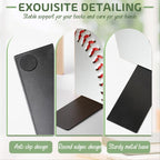 Wood Bookends Non-Slip Bookends Book Stand for Shelves Books/CD - Baseball Pattern