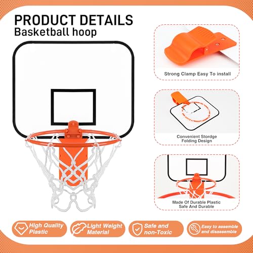Trash Can Basketball Hoop, Mini Clip-On Basketball Hoop for Garbage Bin, Office Fun, Bedroom Decor, Indoor Outdoor Sport Play, Stress Relief Game, Sports Decor, Basketball Gift for All Ages.