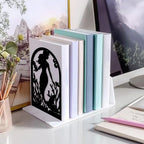 Peacoblue Metal Bookends for Shelves, Modern Decorative Heavy Duty Study Book Support Stoppers for Office, Desk, Shelf, Room 5.3"x4.3"x7.9" Cast Iron Simple Tall Bookends, 1 Pair (Mermaid) - style: Mermaid