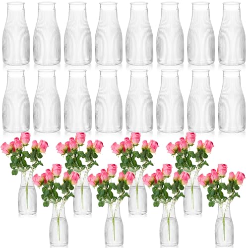 Mumufy 24 Pcs Plastic Bud Vases in Bulk Small Clear Flowers Vases for Centerpieces Wedding Decorations Home Banquet Formal Dinners Party Table Decor (3.54 x 7.87 Inch) - size: 3.54 x 7.87 Inch