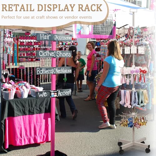 Retail Display Stand Store Display Rack 5 Tier Metal Spinning Display Stand Rack with Wheels Keychain Jewelry Stocking Hat Display Stand with Hooks for Malls, Showroom, Retail Store (Grey) - color: Grey