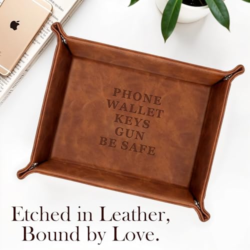 Personalized Engraved Leather Valet Tray with Custom Text, Engraved Gift for Couples – Custom Leather Catchall Organizer for Men & Women Wedding - style: Couple