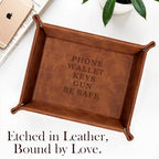 Personalized Engraved Leather Valet Tray with Custom Text, Engraved Gift for Couples – Custom Leather Catchall Organizer for Men & Women Wedding - style: Couple