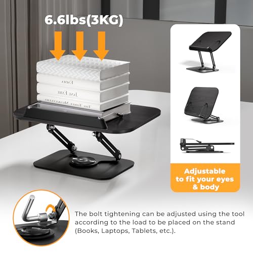 SupeDesk Book Stand for Reading, Adjustable Book Holder with 360° Rotating Bases, Foldable Designs, and Elastic Clips, Multifunctional Display Stand for Recipe, Cookbooks, Magazines, Tablets, Laptops - color: Black Wood