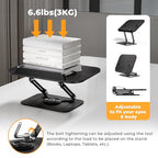 SupeDesk Book Stand for Reading, Adjustable Book Holder with 360° Rotating Bases, Foldable Designs, and Elastic Clips, Multifunctional Display Stand for Recipe, Cookbooks, Magazines, Tablets, Laptops - color: Black Wood