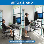 Mount-It! Electric Standing Desk Converter with Dual Monitor Arms for 2 Screens (Max 32"), Large 35.4" Wide Desktop, Motorized Stand Up Desk Riser, Keyboard Tray, USB, Black Stand up Desk Convertor - size: Large 35.4"