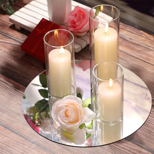 Shihanee Set of 3 Pillar Candles and 3 Glass Cylinder Candle Vases Holders Clear Pillar Jars for Wedding Centerpieces(2.6'' X 4.7'', 5.9'', 7.9'',Ivory White) - color: Ivory White, size: 2.6'' X 4.7'', 5.9'', 7.9''