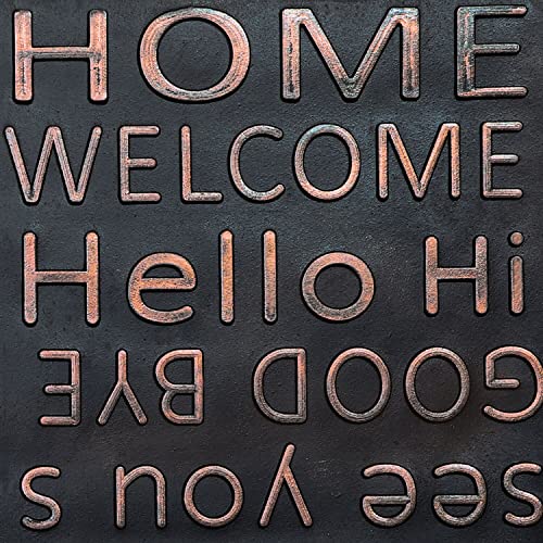 Art & Artifact Rubber Boot Tray Wet Shoe Tray for Entryway Indoor Outdoor Snow Boot Mat Extra Large Shoe Tray 32" x 16", Black, Hello Goodbye