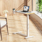 SANODESK Medical Adjustable Overbed Bedside Table with Hidden Casters, Pneumatic Mobile Laptop Computer Standing Desk Cart Overbed Table with Tray, Hospital and Home Use(27.6" W x 15.7" D, White) - color: White, size: Small