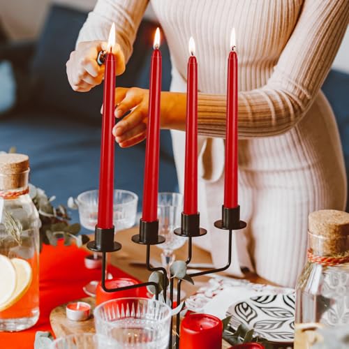 YOROXRG 24 Pack Red Taper Candles, 7-8 Hours Burn Time, Unscented, Smokeless and Dripless, 0.75 x 10 Inch Dinner Candle Set for Christmas,Household, Wedding, Party and Home Décor Candlesticks - color: Red-24