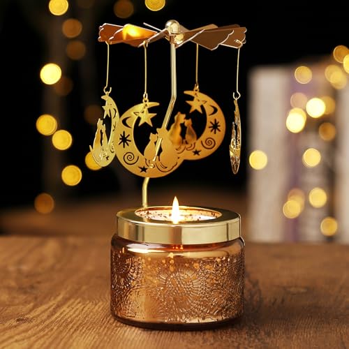Mothers Day Gifts for Mom Wife Daughter Sister, Birthday Gifts for Women, Unique Cat Gift for Friends Women, Rotatable Scented Candles Gift for Mothers Day Anniversary Christmas (Moon and Cat) - size: Moon and Cat