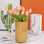 LIONWEI LIONWELI 8.6 inch Gold Ceramic Round Geometric Flower Vase - Ideal Gifts for Friends and Family, Wedding, Bridal Shower, Christmas - color: Gold, size: 8.6 inch