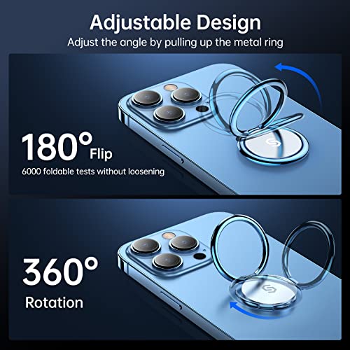 Syncwire Cell Phone Ring Holder Stand, 360 ° Rotation Finger Ring Kickstand Polished Metal Phone Grip Compatible with iPhone, Samsung, LG, Sony - color: Blue, size: 1 Pack