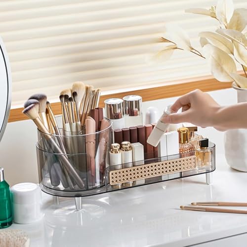 Booklov Rotating Makeup Organizer for Vanity, Large Capacity Cosmetic Display Case, Clear Acrylic Countertop Beauty Storage Holder for Skincare, Brush Eyeliner Lipstick, Counter Table, Crystal Black - color: Crystal Black, size: L02