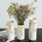 H&Zebrabro Modern Matte Ceramic Vase with Natural Clay Texture, Minimalist White Flower Vase for Home Decor, Table Centerpieces, Living Room and Bedroom Decoration (Small)