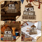 Yuntau 4 Pcs Western Tiered Tray Decorations Set Cowboy Hat Stack Block Signs Desert Farmhouse Rustic Tabletop Tiered Tray Decor for Table Shelf Home Office - style: Western Hat