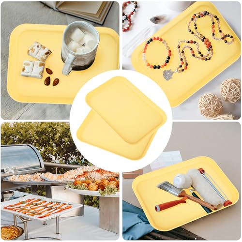 Yellow Plastic Serving Platters and Trays,Serving Dishes for Entertaining,Rectangular Platters for Serving Food, Appetizer Serving Trays for Snacks,Charcuterie,Chips,Candy,Fruit,Sushi - color: Tray-s-2pack-milk Yellow