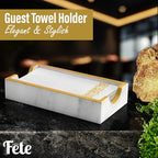 Fete Marble Tray for Bathroom - Guest Towel Holder Tray - 4 x 10 - White Marble - color: Marble Holder