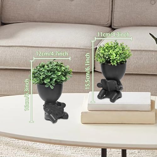 Zerzsy Desk Decorations for Women Office Small Office Desk Decor - Decorative Plants - Bathroom Shelf Decor Accent Women Cute Cubicle Accessories - Set of 2 - color: Black