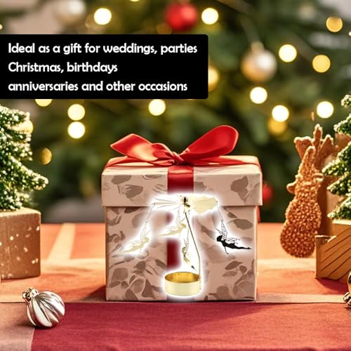 Spinning Candle Holder, Rotary Girl with Wings Gold Metal Spinning Tea Lights Candle Holder for Unique Gift for Friend Gifts for Women, Romantic Decor