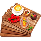 Roowest 5 Pack Solid Acacia Wood Serving Trays for Laser Engraving Rectangular Wooden Board for Food Appetizer Serving Tray Plates for Vegetables Fruit Cheese Housewarming Gifts(13 x 9 Inch) - size: 13 x 9 Inch