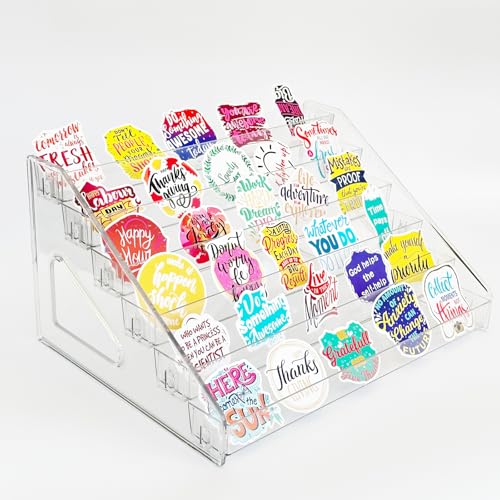Card Display Stand, Acrylic Risers Greeting Card Display Sticker Holder, 7-Tier Clear Acrylic Shelves for PSA Graded Card,Baseball Sports Card and Postcard Sticker Display - color: 1 Pack