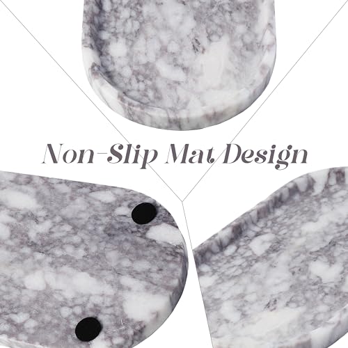 Koville Real Luxurious Marble Vanity Tray, 12"x6" Calacatta Viola Marble Catchall Tray for Bathroom, Natural Stone Perfume Trays Jewelry Dish for Dresser, Genuine Stone Storage Tray for Home Decor - color: Calacatta Viola White, size: 12" x 6" x 0.7"