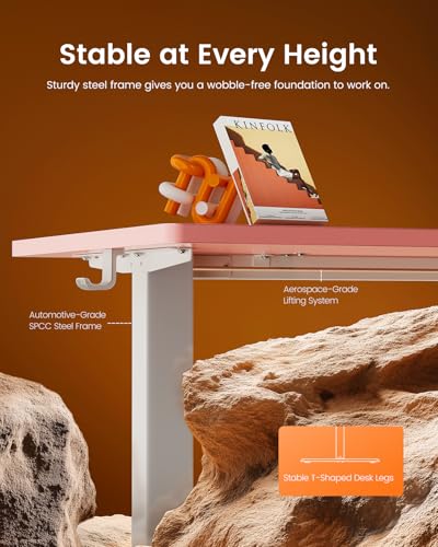 ErGear Height Adjustable Electric Standing Desk, 48 x 24 Inches Sit Stand up Desk, Memory Computer Home Office Desk, Pink - color: Pink, size: 47.2 X 23.6 Inches