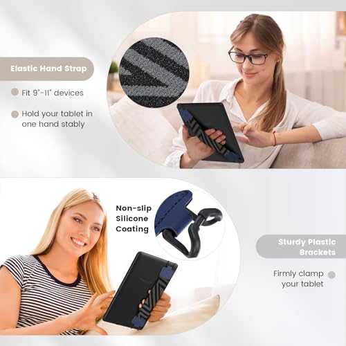 MoKo Security Hand-Strap for 9-11 Inch Tablets, iPad Pro/Air/Kindle Fire HD/Samsung - High-Elasticity Versatile Hand Strap, Lightweight Finger Grip Holder, Indigo - color: Indigo, style: Patterned Strap