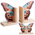 Decorative Butterfly Bookends Wooden Acrylic Butterflys Bookend Modern Bookshelf Decor Accent Book Stopper Decor for Home Farmhouse Shelves Office Lover Gift(Junonia Almana Butterfly) - style: Junonia Almana Butterfly
