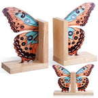 Decorative Butterfly Bookends Wooden Acrylic Butterflys Bookend Modern Bookshelf Decor Accent Book Stopper Decor for Home Farmhouse Shelves Office Lover Gift(Junonia Almana Butterfly) - style: Junonia Almana Butterfly