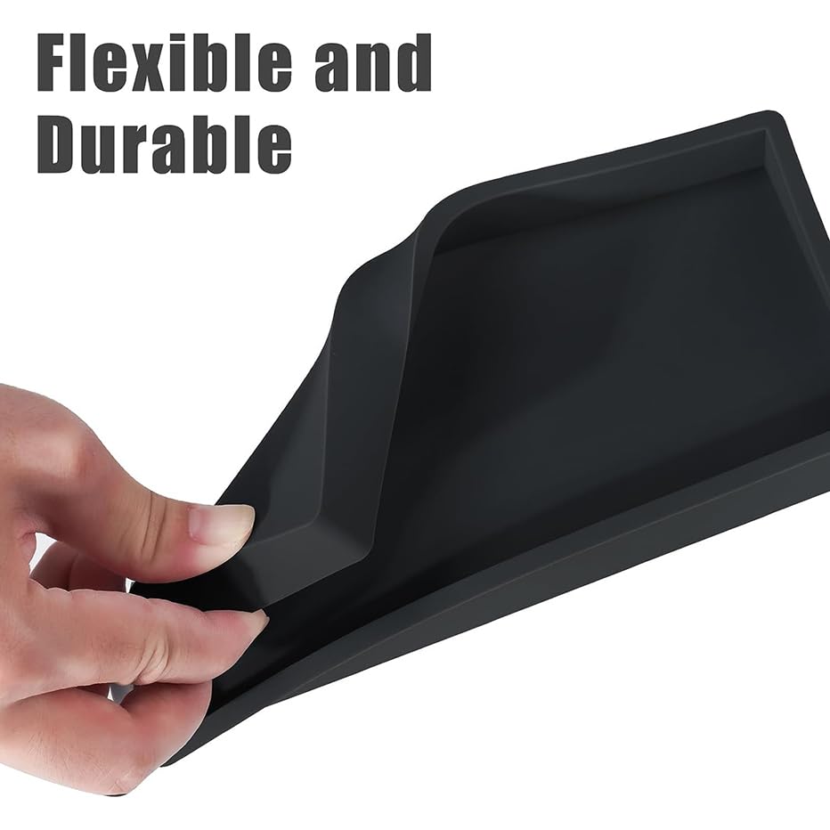 2PCS 7.87” L x 3.93” W Silicone Soap Dispenser Trays, countertop Tray for Kitchen Counter, Toilet, Small Black Tray for Scrubber, Lotion Bottles, Perfume, Jewelry, Candle, Key Trinket Ring-Black - color: Black （2pcs Small 7.87”）