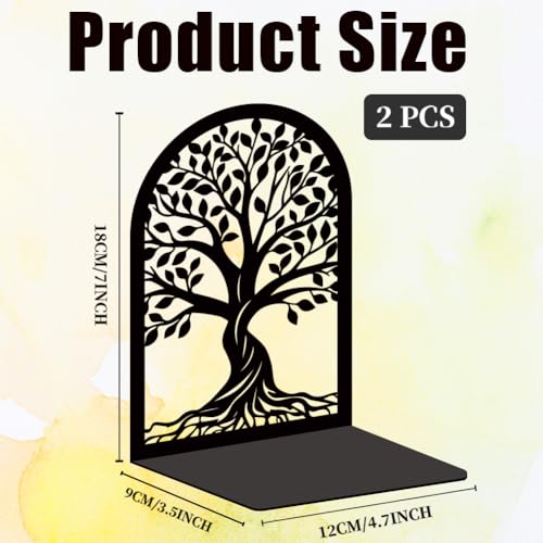 Tree of Life Book Shelf Decorative Bookends for Shelves, Book Ends for Heavy Books, Black Trees Metal Bookends for Desk Organizer, Office Library Decor Decorative Books for Home Decor - style: Tree