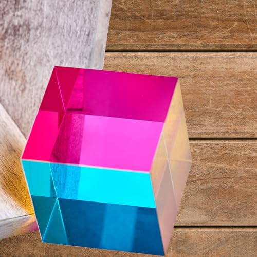 Original Optical Color Cube (40mm) - Cyan, Magenta & Yellow Subtractive Color Mixing- The Mesmerizing Sensory Object for Kid Elderly Teens and Adult - size: 40mm