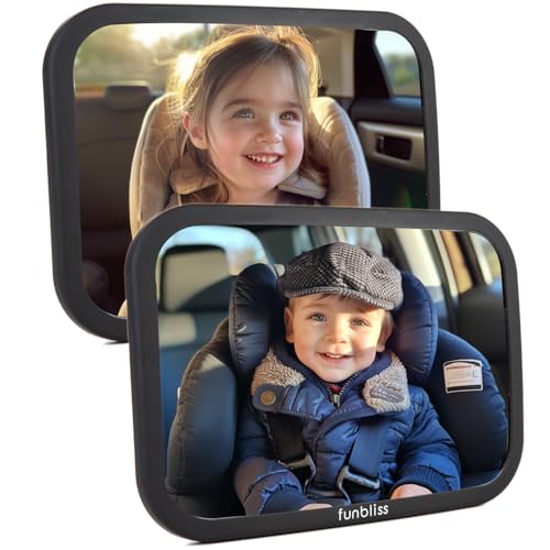 Funbliss 2-Pack Baby Car Mirror - Shake-Proof & Shatterproof, 360° Adjustable Angle, Clear Wide View for Rear-Facing Infants, Easy Install, Perfect Baby Travel Gear & Carseat Accessories - color: 2PACK