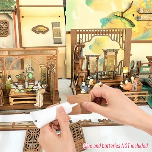 KingStora DIY Book Nook Kit - Song Dynasty Ink Art Bookends Kit - Scholar Gathering Theme - 3D Puzzle, Assembly Bookend for Adult
