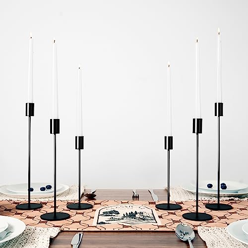 zeochyni Matte Black Candle Holder Set of 6, Elegant Candlestick Holders for Wedding Centerpieces Dining Tables Parties Home Decor Events, Taper Candle Holders Fit 3/4 Inch Candles - color: Black