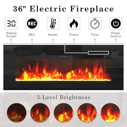 70" Floating Fireplace tv Stand w/ 36" Fireplace Up to 80" TVs,High Gloss LED Fireplaces TV Stand Entertainment Center for 70/75+/80 inch TVs, Modern Media TV Console Cabinet for Living Room - color: White, size: 70" TV Stand with 36" Fireplace