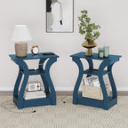 FROMJBEST End Tables Living Room, End Table end Table with Charging Station and USB,Navy Blue Side Table, Nightstand for Bedroom,3 Tier End Table with Storage Shelf for Living Room - color: Navy Blue