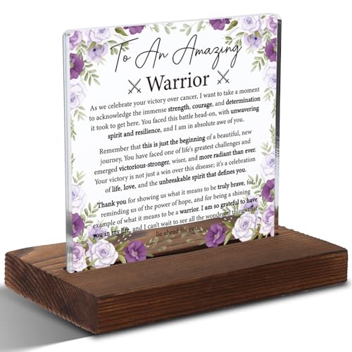 To An Amazing Warrior Acrylic Plaque, Inspirational Cancer Survivor Gift, Strength and Courage Floral Keepsake, Victory Over Illness Encouragement Decor, Survivor Support Gift,XXD109 - style: Cancer Survivor