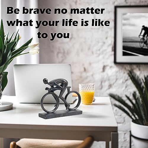 Resin Bike Black Statues Sculptures - Home Decor Shelf Decor Inspirational Decorations Bicycle Enthusiasts Gifts Office Table Aesthetic Decor for Shelves Accents 8.25 * 2.5 * 6.5 Inch