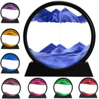 rysnwsu 3D Dynamic Sand Art Liquid Motion, Moving Sand Art Picture Round Glass 3D Deep Sea Sandscape in Motion Display Flowing Sand Painting Relaxing Desk Toys (Blue, 12'') - color: Blue, size: 12''
