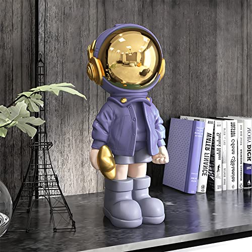 EZ4ENCE Figurine Statue Astronaut Sculpture Spaceman Decor,Sculpture for Home Decor,Arts Purple Shelf Decoration,Cool Metal Mask Table Decor,Large Spaceman Figure Ornament - color: Purple, size: Large