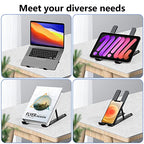 Tonmom Laptop Stand for Desk, Adjustable Laptop Riser ABS+Silicone Foldable Portable Notebook Holder, Ventilated Cooling Notebook Mount Computer Stand for 10-15.6” Laptops,Tablets-Black - color: Black