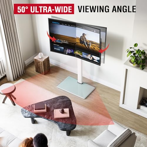 AOKCOS Swivel TV Floor Stand for 43-75 Inches TVs, 10 Level Height Adjustable Corner Extra Tall TV Stand Mount for Living Room/Bedroom, Holds up to 110 lbs,MAX VESA 600x400mm,White - color: White, size: for 43"-75"