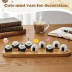 12 Pcs Cute Handmade Mini Flower Vase, Ceramic Rice Ball Japanese Onigiri Miniature Vases for Home Room Table Decoration Japanese Craft Gift