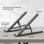 Tonmom Laptop Stand for Desk, Adjustable Laptop Riser ABS+Silicone Foldable Portable Notebook Holder, Ventilated Cooling Notebook Mount Computer Stand for 10-15.6” Laptops,Tablets-Black - color: Black