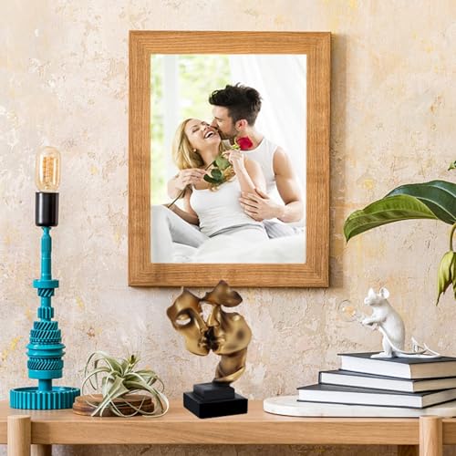 Couples Kiss Sculpture,Gold Thinker Resin Statue Ornaments,Silence is Gold Abstract Art Figurine,Abstract Style Sculptures,Living Room Desk Decorations,Bookshelf Decorative Objects - color: Gold