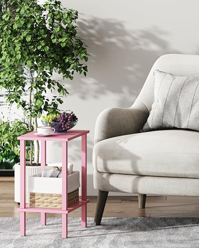 TUTOTAK End Table, Side Table, Nightstand, 2-Tier Storage Shelf, Sofa Side Table for Small Space, Living Room, Bed Room Pink TB01BP034 - color: Pink